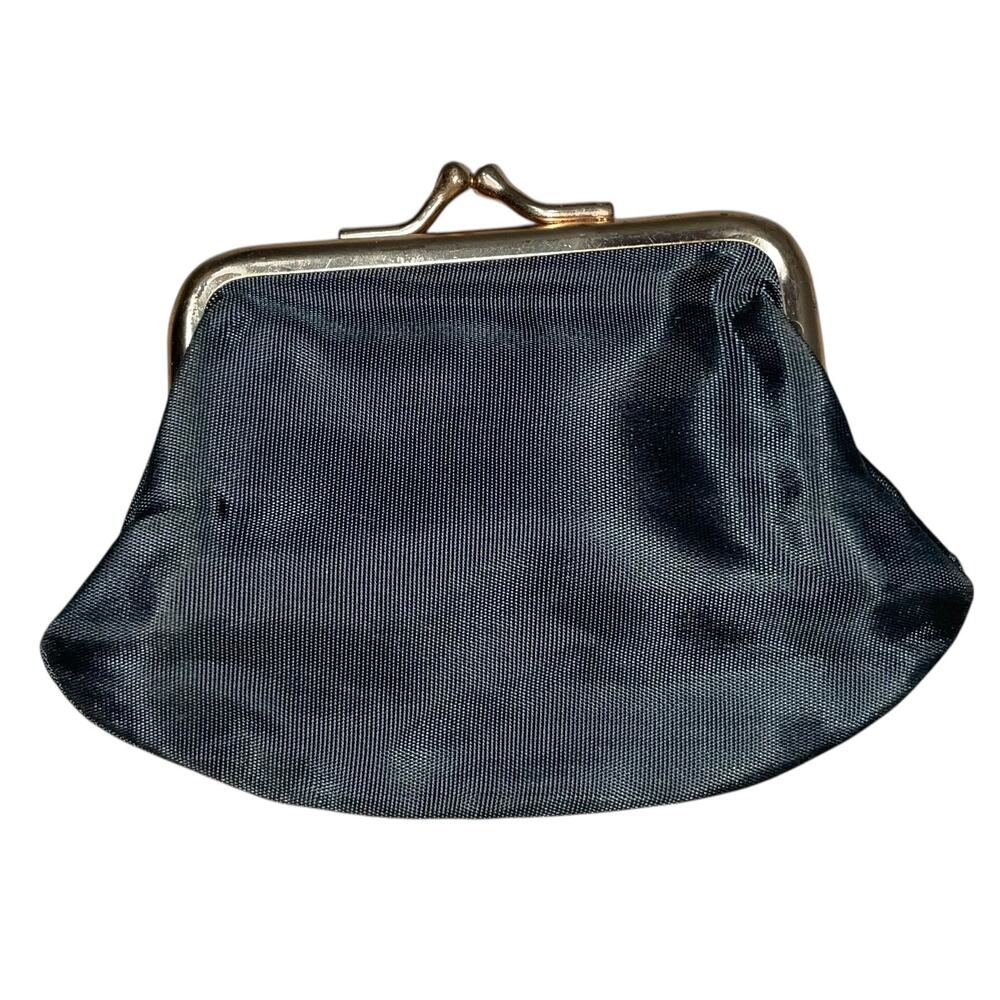 Vintage JEM Co Green Nylon Gold Hardware Kisslock Coin Purse